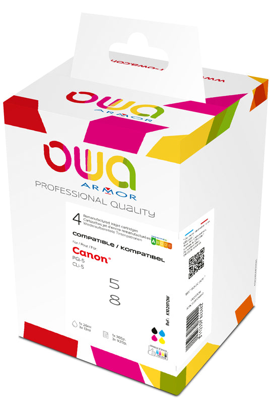 Canon Pack4 - Canon Pgi-5/Cli-8 - Remanufactured Ink Cartridges Owa - 1X Black, 1X Cyan, 1X Magenta, 1X Ye