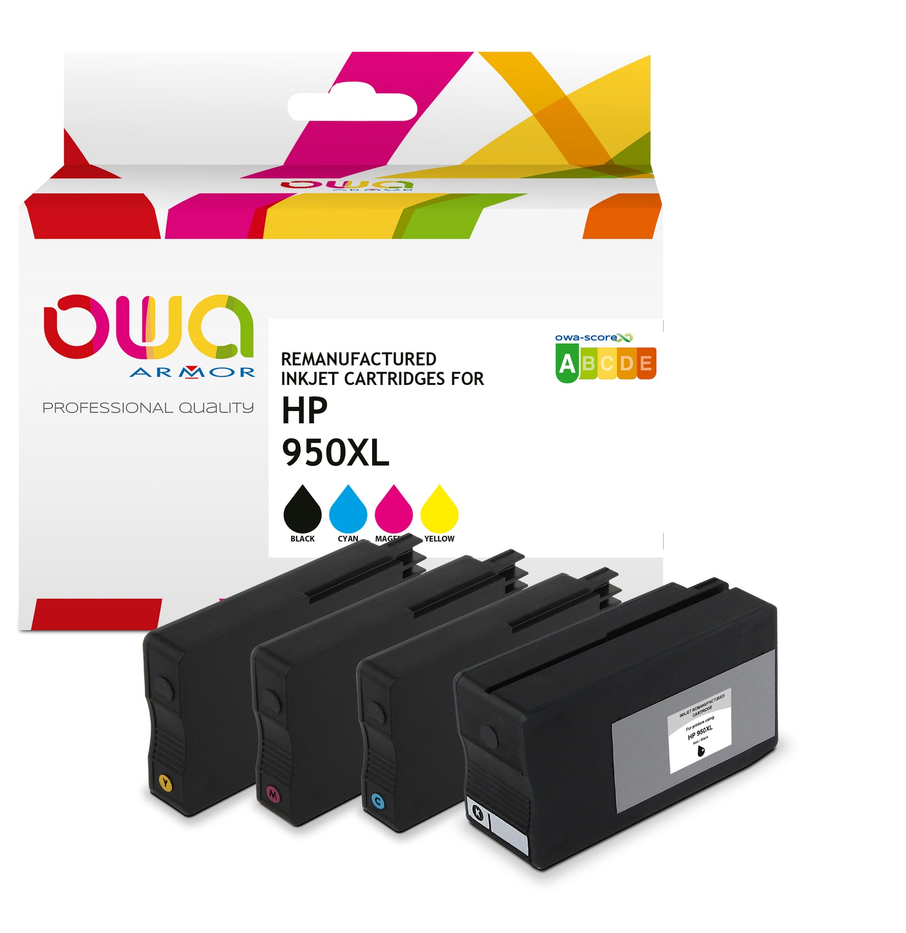 Hp Pack4 - Hp 950Xl/951Xl - Remanufactured Ink Cartridges Owa - High Capacity - 1X Black, 1X Cyan, 1X M