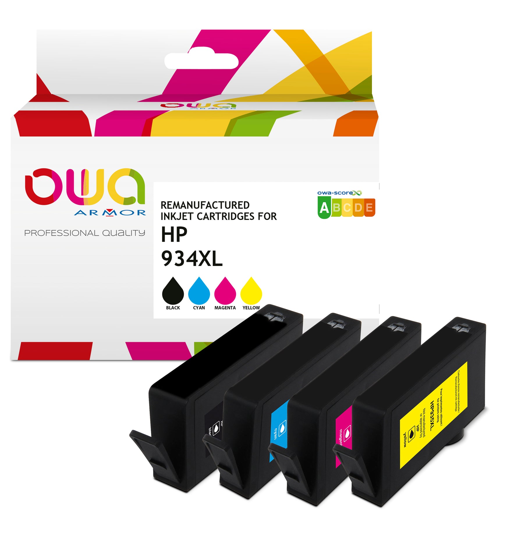 Hp Pack4 - Hp 934Xl/935Xl - Remanufactured Ink Cartridges Owa - High Capacity - 1X Black, 1X Cyan, 1X M