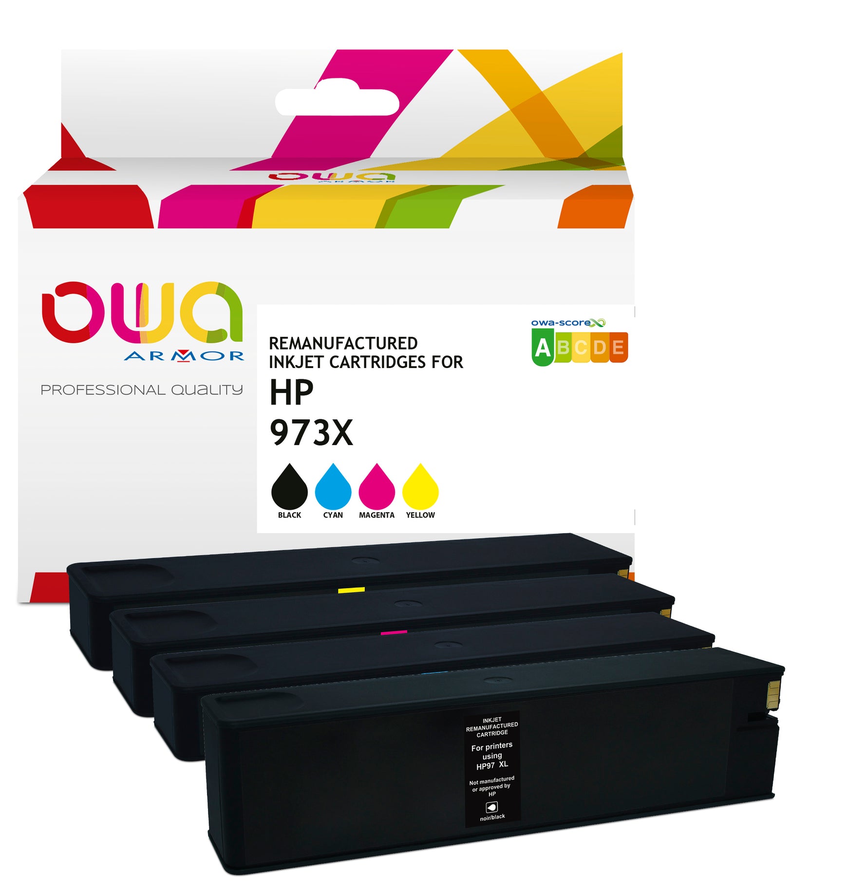 Hp Pack4 - Hp 973X - Remanufactured Ink Cartridges Owa - 1X Black, 1X Cyan, 1X Magenta, 1X Yellow