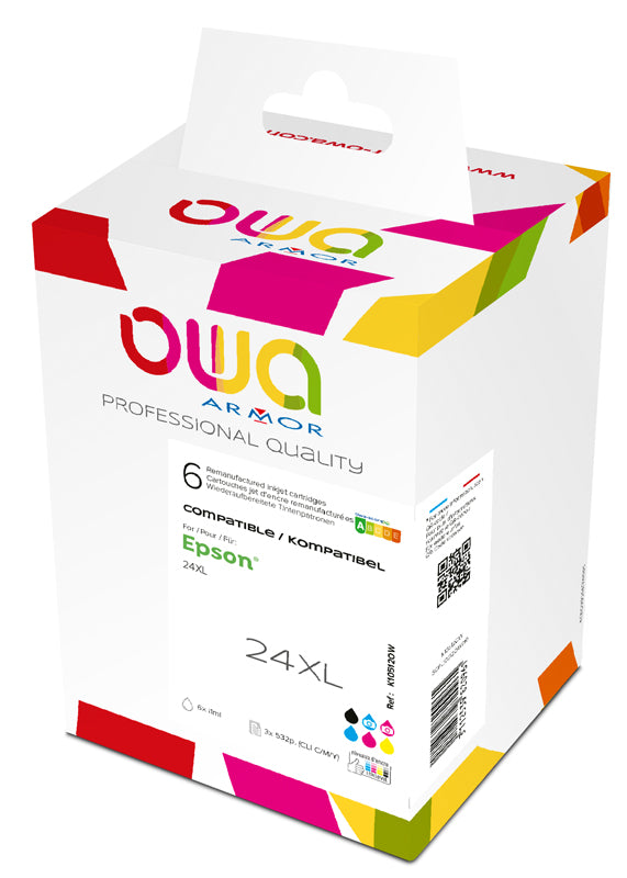Epson Pack6 - Epson 24Xl - Remanufactured Ink Cartridges Owa - High Capacity - 1X Black, 1X Cyan, 1X Magen