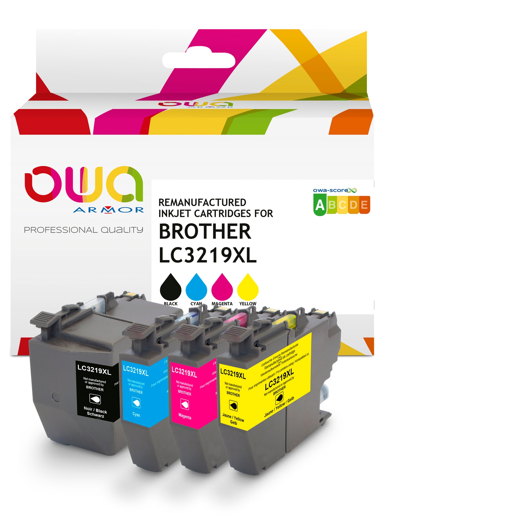 Brother Pack4 - Brother Lc-3219Xl - Remanufactured Ink Cartridges Owa - High Capacity - 1X Black, 1X Cyan, 1