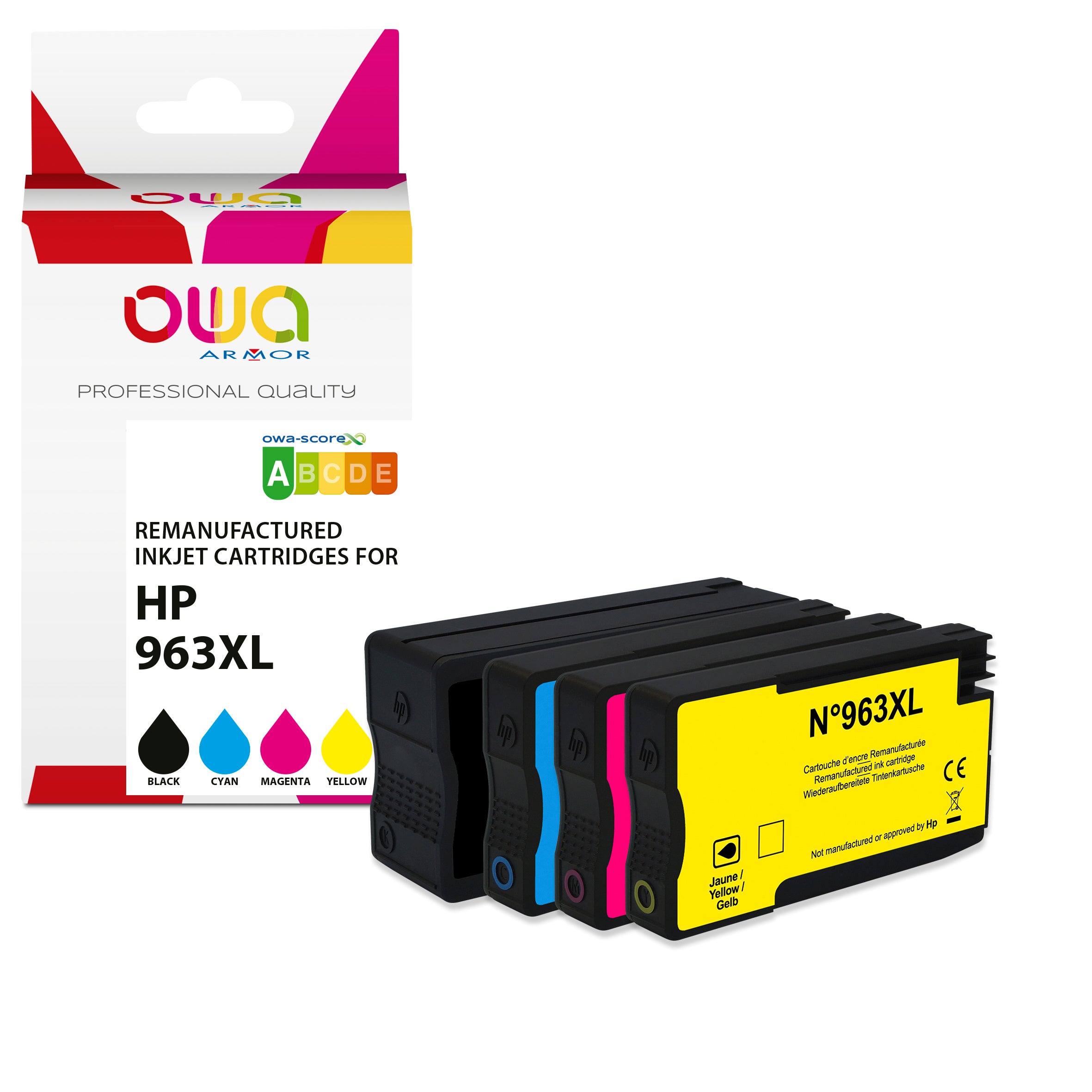 Hp Pack4 - Hp 963Xl - Remanufactured Ink Cartridges Owa - 1X Black, 1X Cyan, 1X Magenta, 1X Yellow
