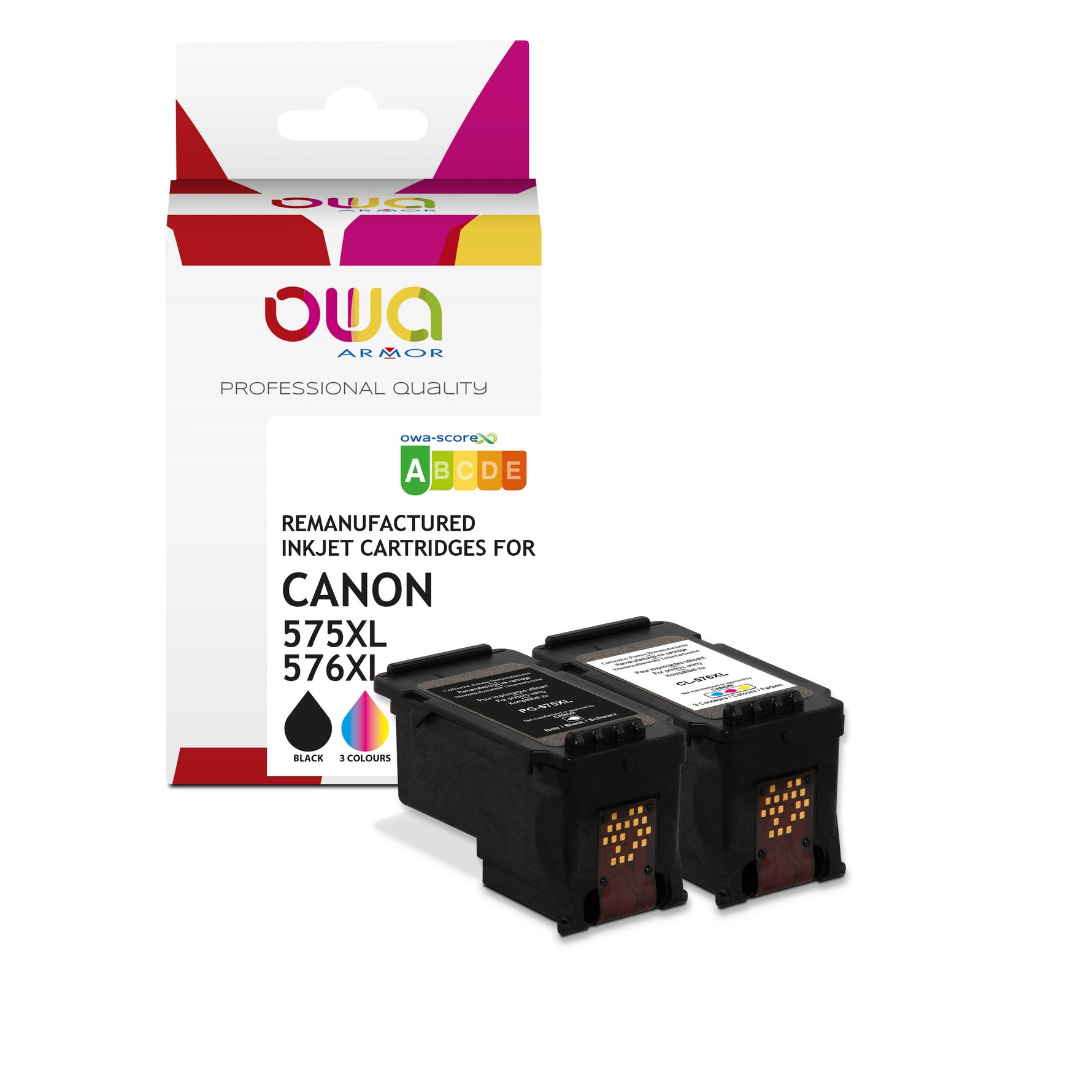 Canon Pack2 - Canon Pg-575 Xl, Cl-576 Xl - Remanufactured Ink Cartridge Owa - 1X Black, 1X 3 Colours