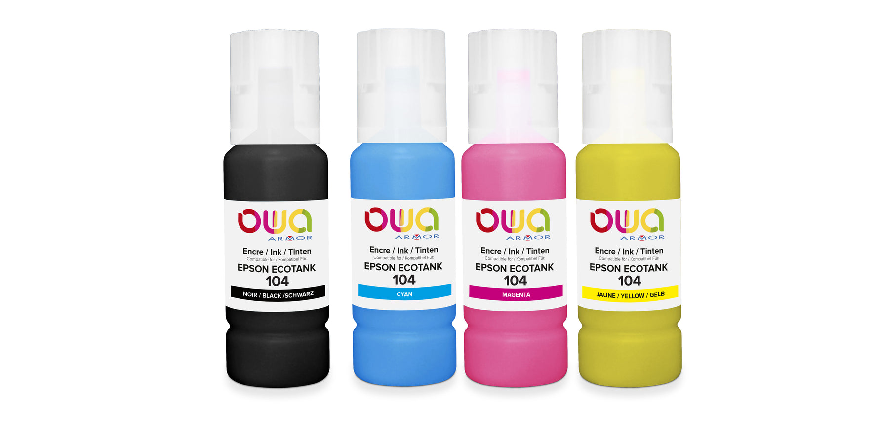 Epson Pack4 - Eps 104 - Compatible Ink Bottles Owa - 1X Black, 1X Cyan, 1X Magenta, 1X Yellow