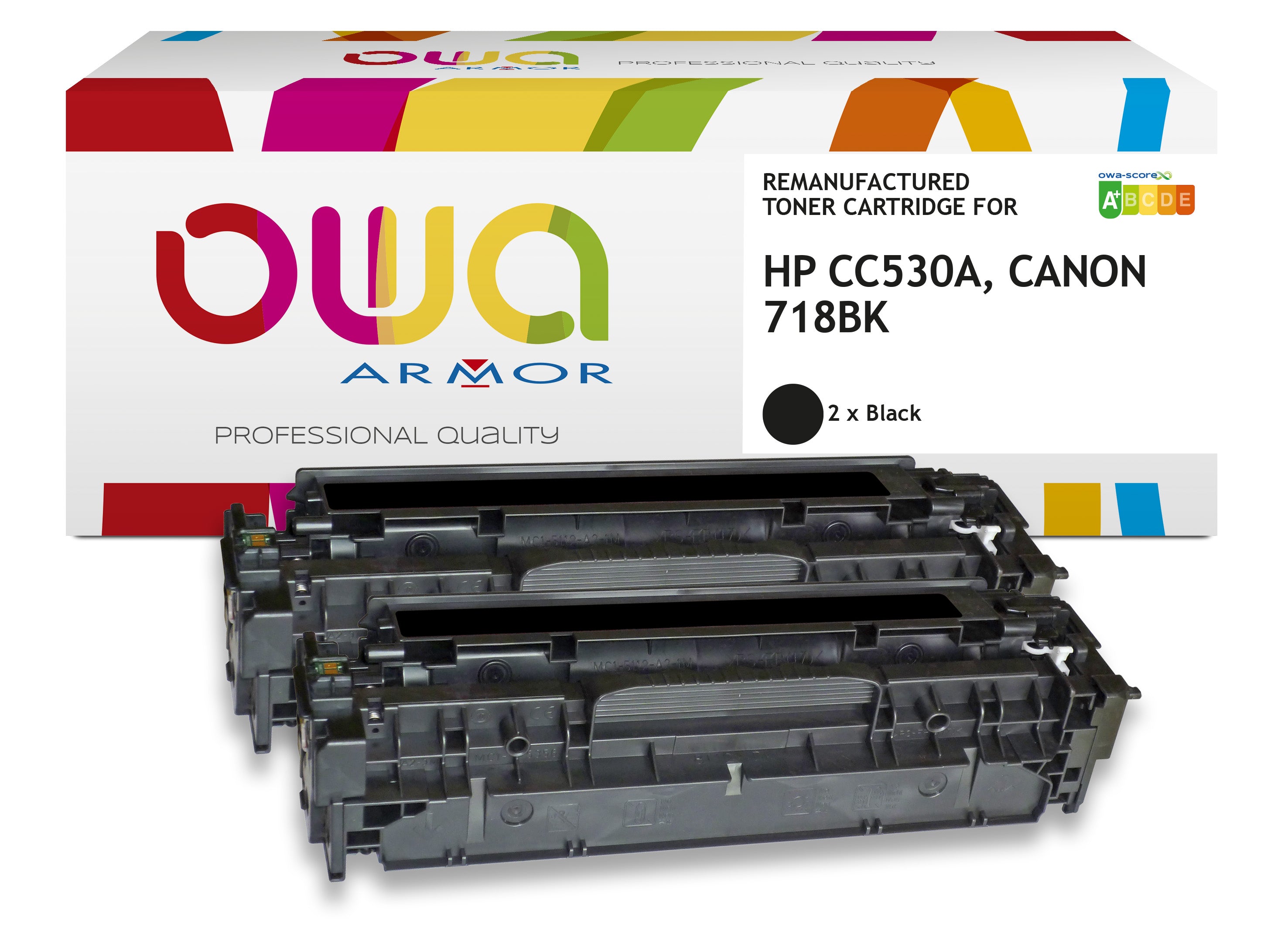 Hp Pack3 - Hp Cc530a, Canon 718Bk - Remanufactured Toner Owa - 2X Black