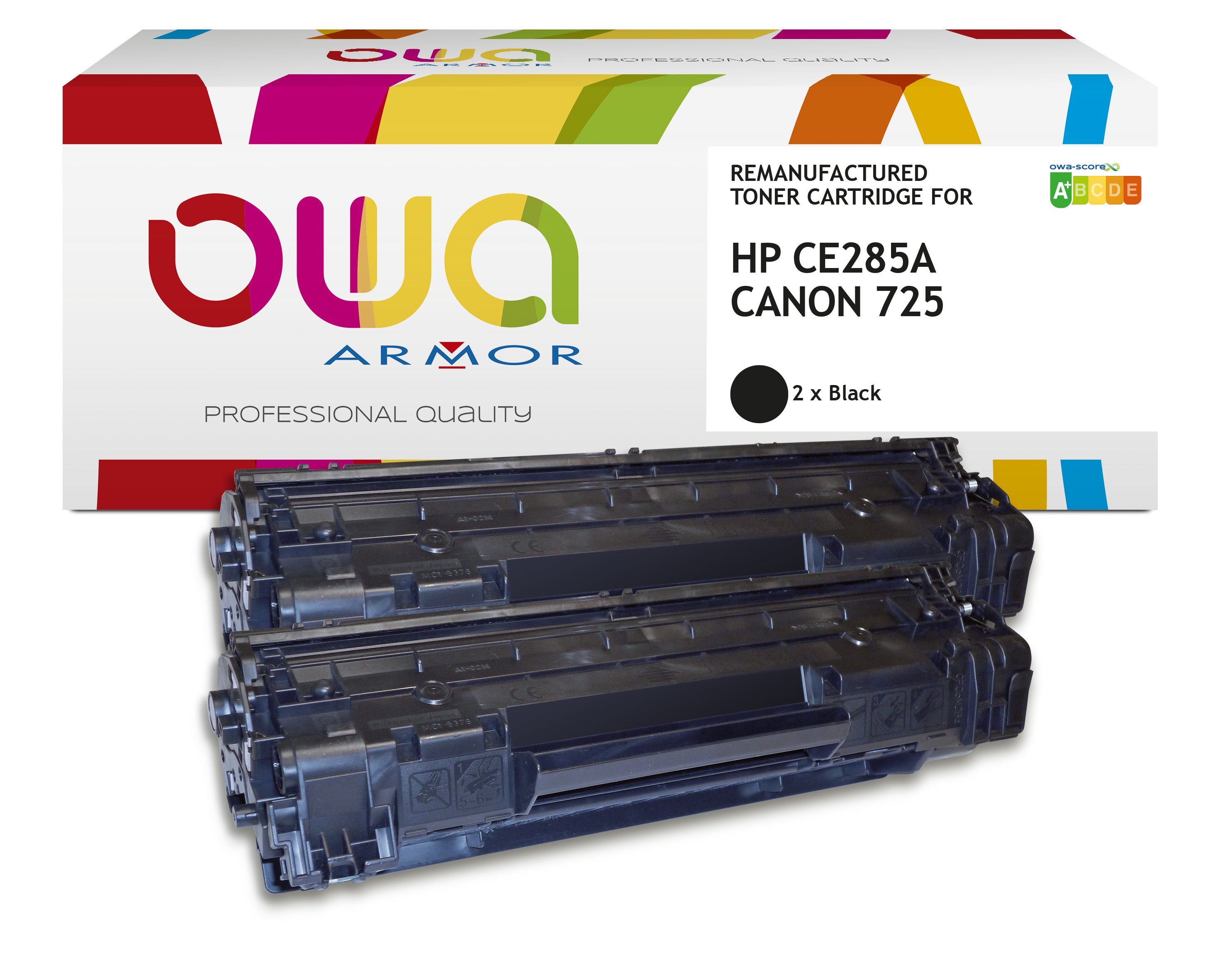 Hp Pack2 - Hp Ce285a, Canon 725 - Remanufactured Toner Owa - 2X Black