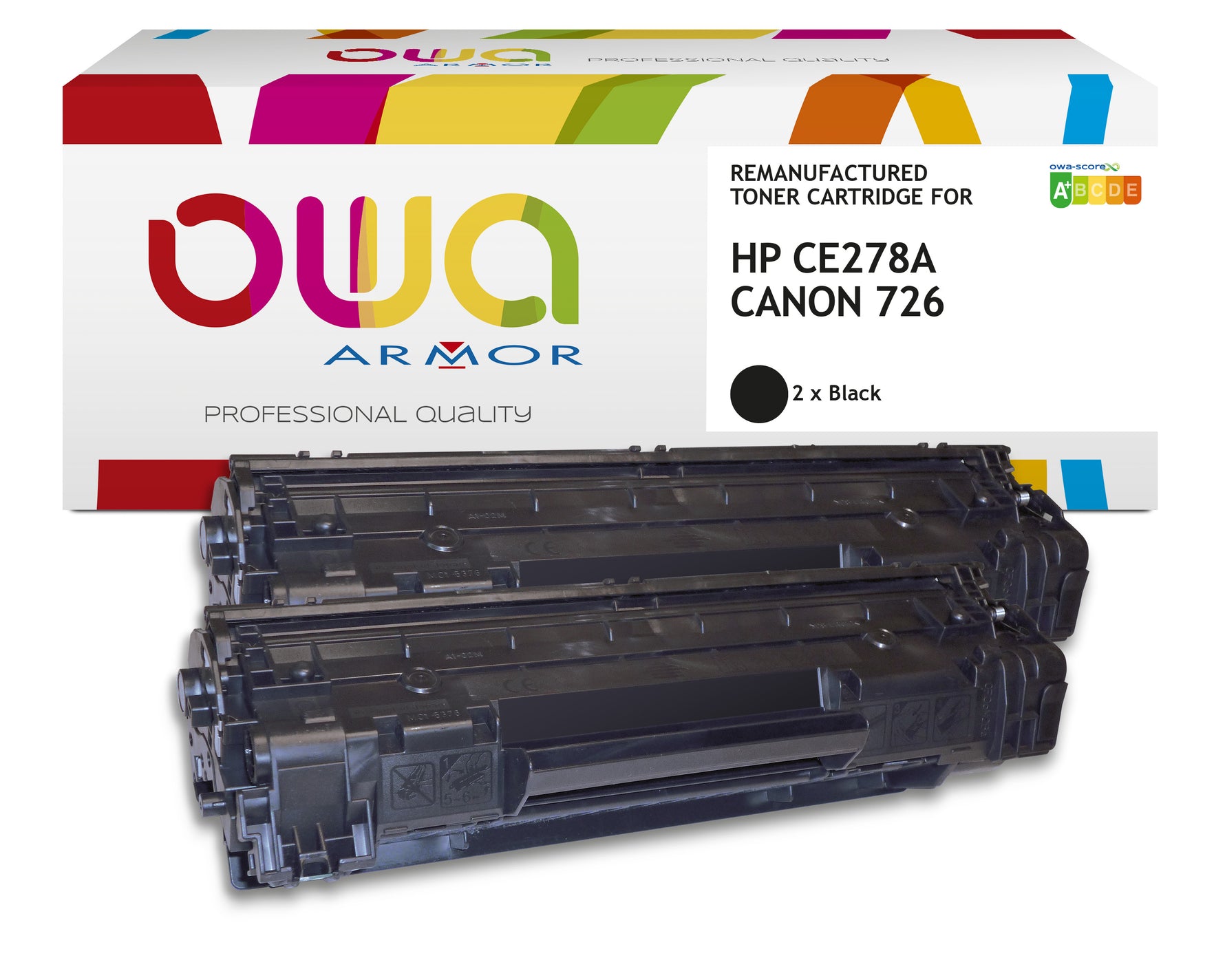 Hp Pack2 - Hp Ce278a, Canon 726 - Remanufactured Toner Owa - 2X Black