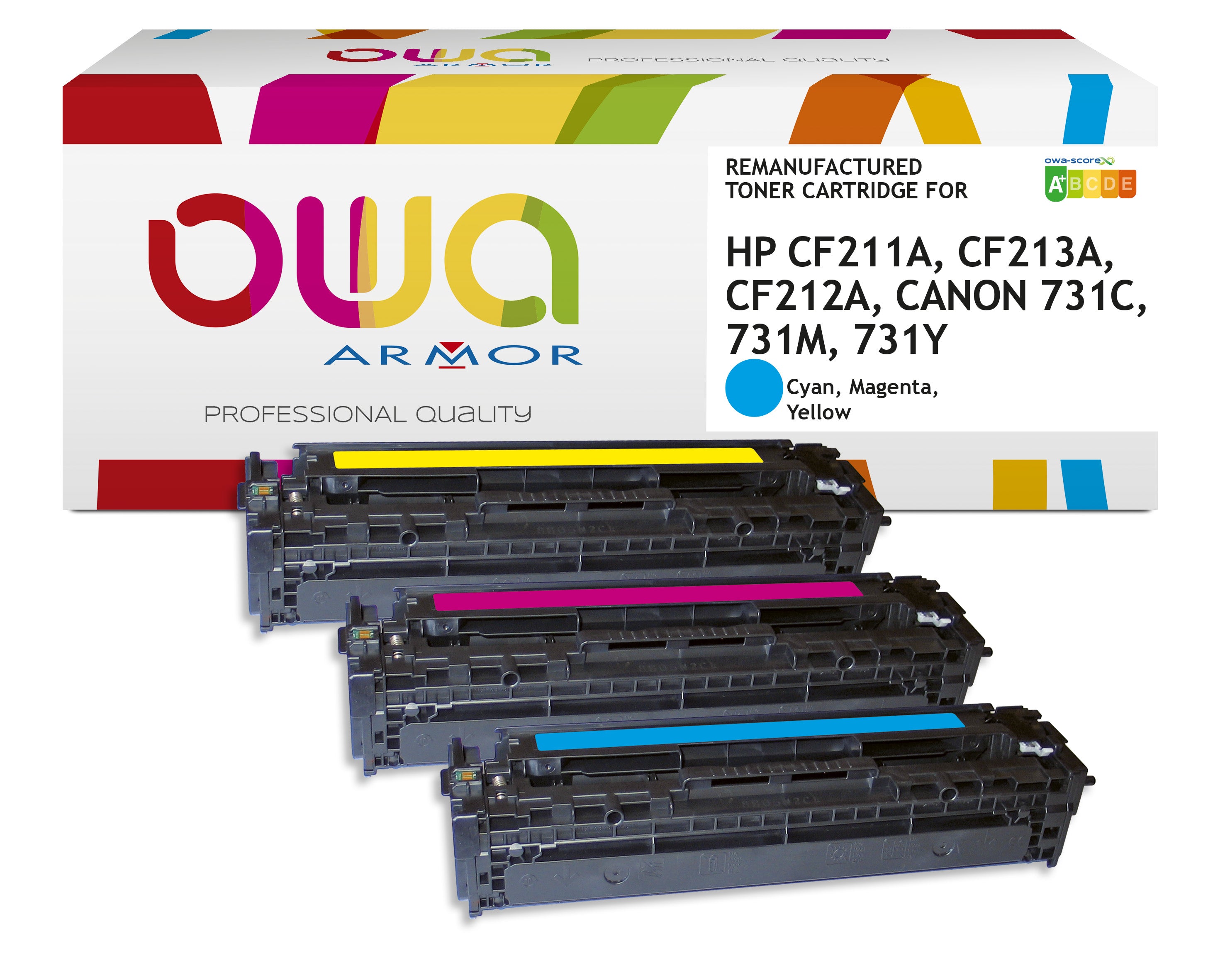 Hp Pack3 - Hp 131A, Canon 731Cmy - Remanufactured Toner Owa - 1X Cyan, 1X Magenta, 1X Yellow